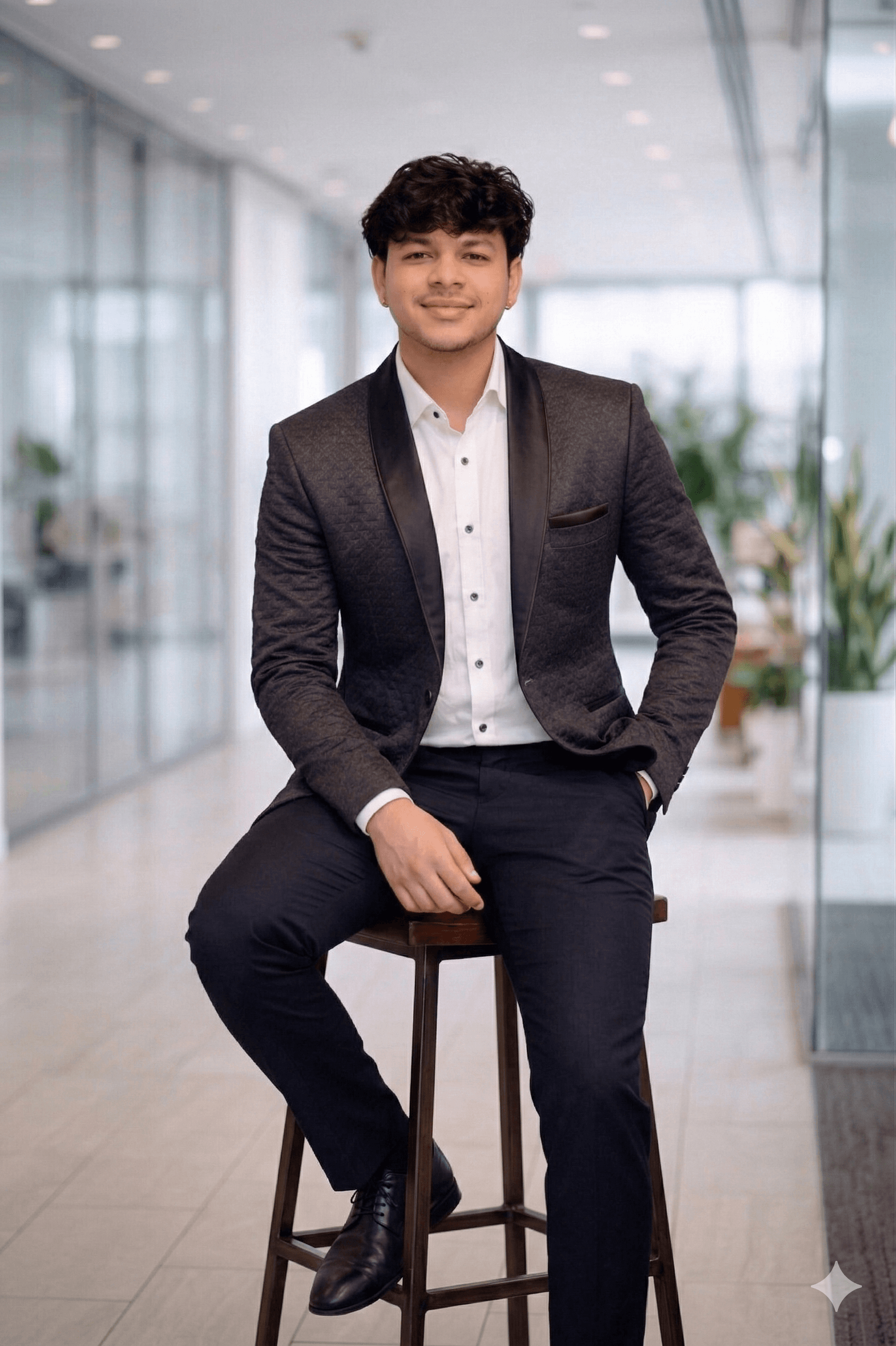 Shivam Verma, founder of BhaShaVox, seated portrait in a modern office